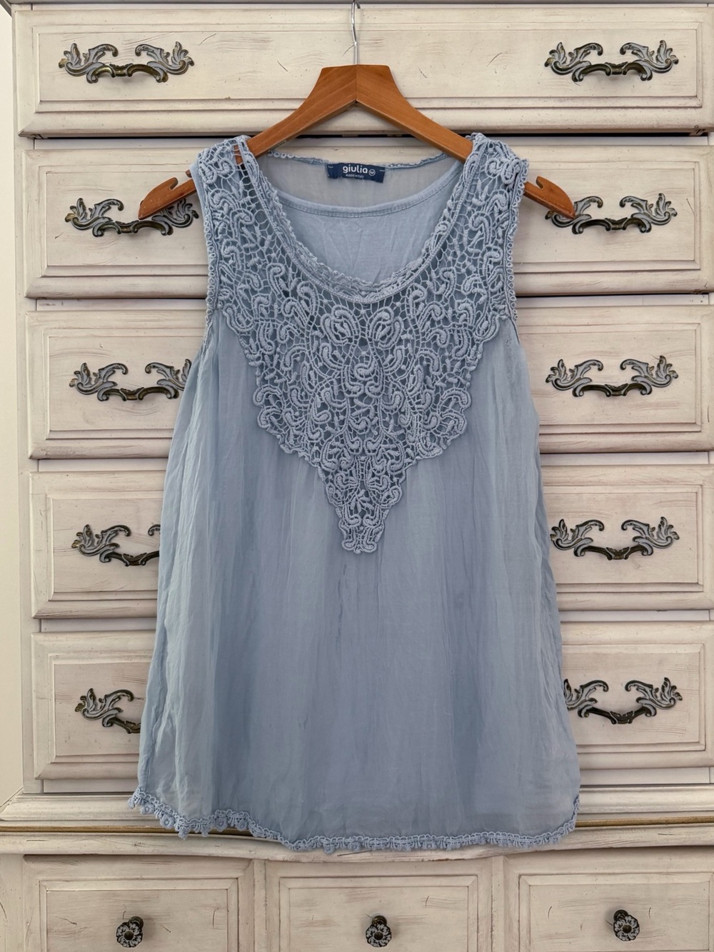 Light Blue Silk Boho Top